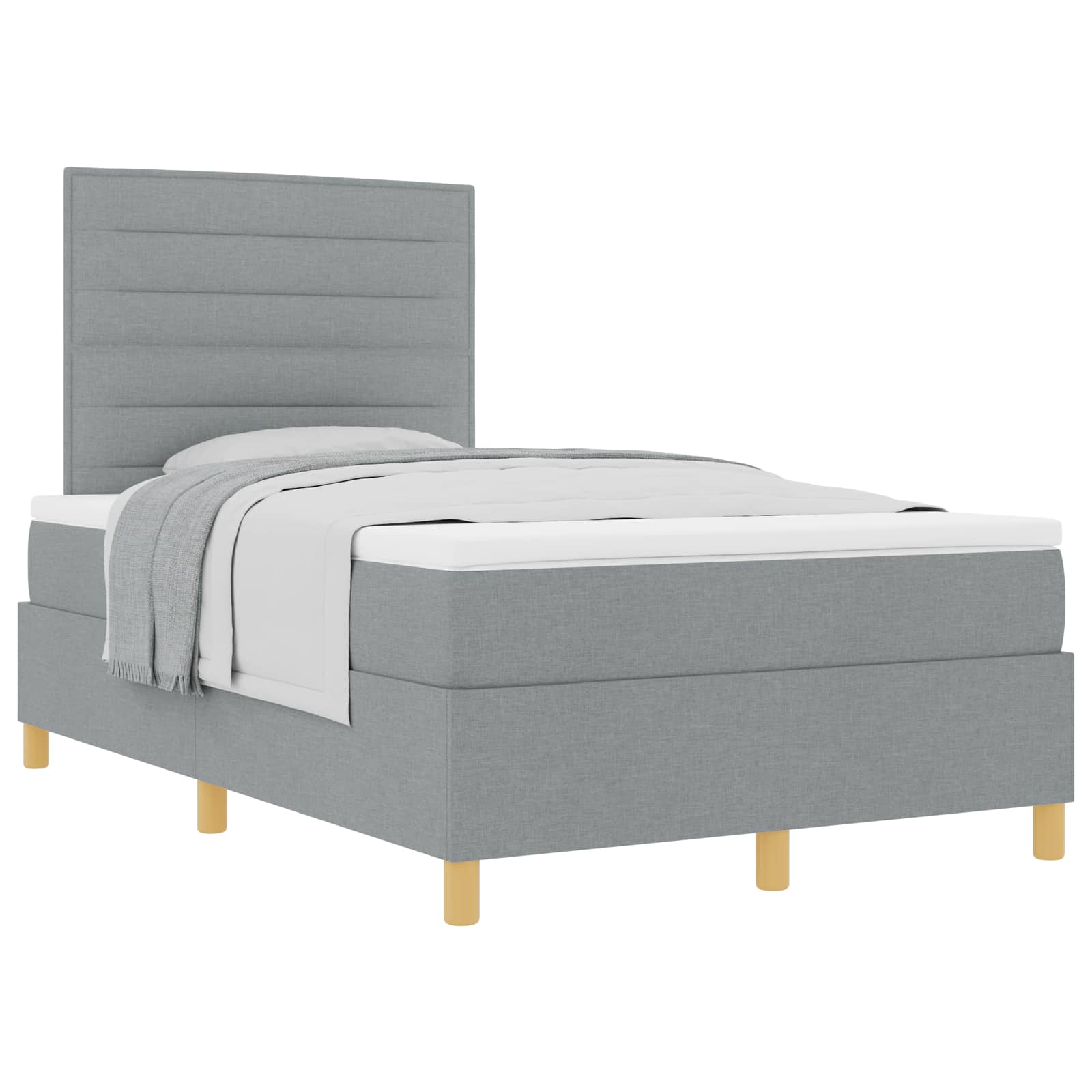 Boxspringbed met matras Lichtgrijs 120 x 190 cm Stof