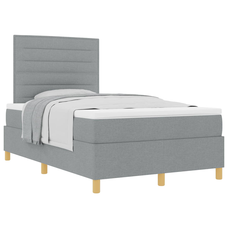Boxspringbed met matras Lichtgrijs 120 x 190 cm Stof
