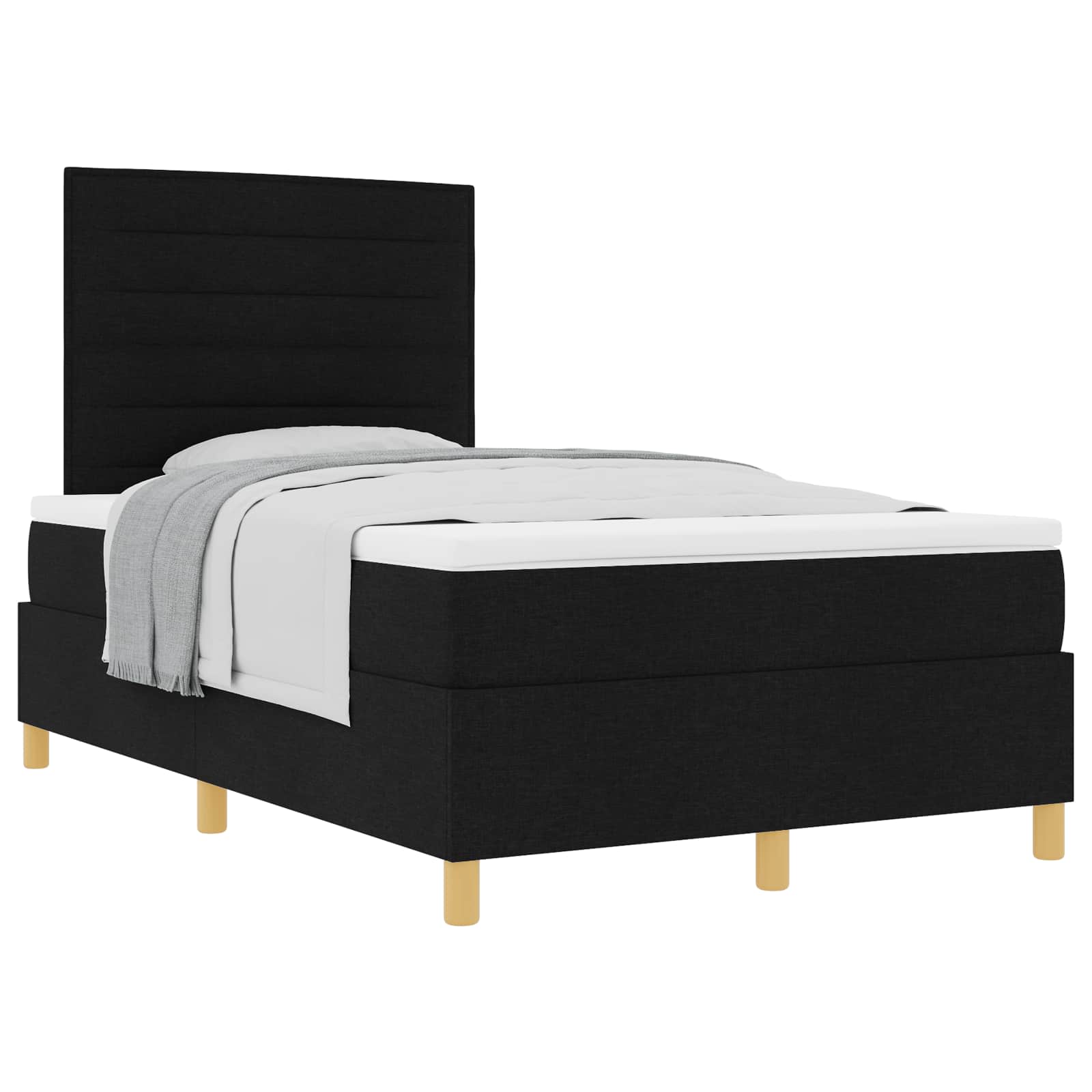 Boxspringbed met matras met hoofdeinde Zwart 120 x 190 cm Stof