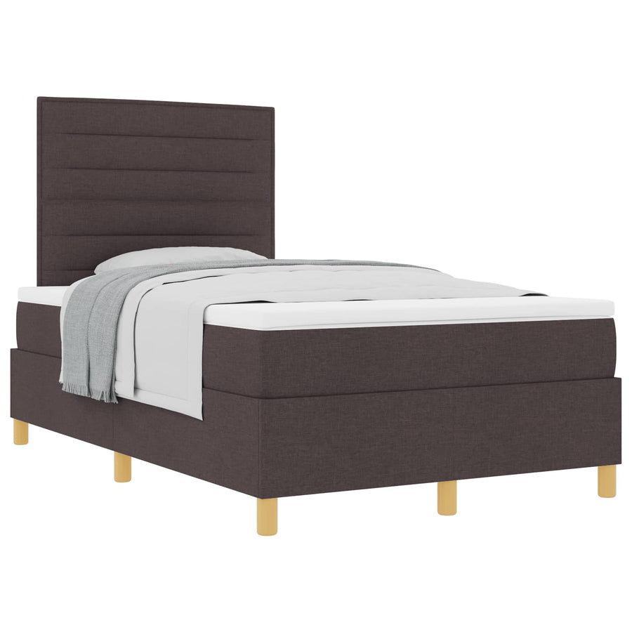 Boxspringbed met matras Donkerbruin 120 x 190 cm Stof