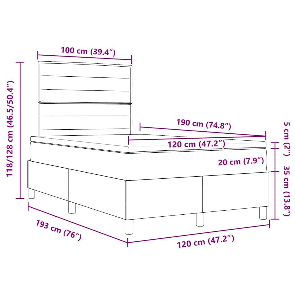 Boxspring bed met hoofdeinde Crème 120 x 190 cm Stof