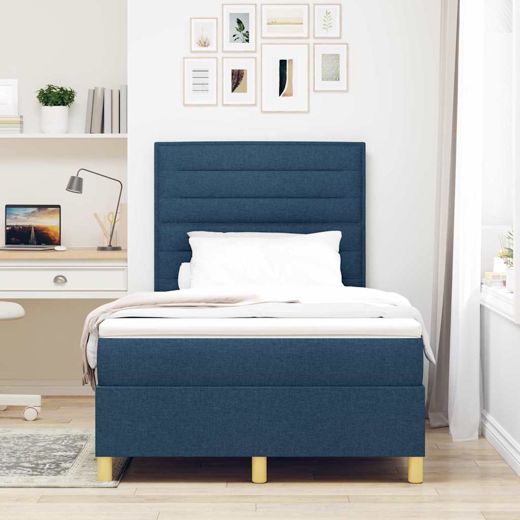 Boxspringbed met matras met hoofdeinde Blauw 120 x 190 cm Stof