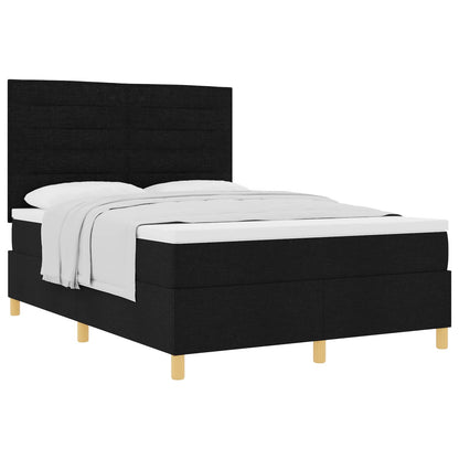 Boxspringbed met matras met hoofdeinde Zwart 140 x 190 cm Stof