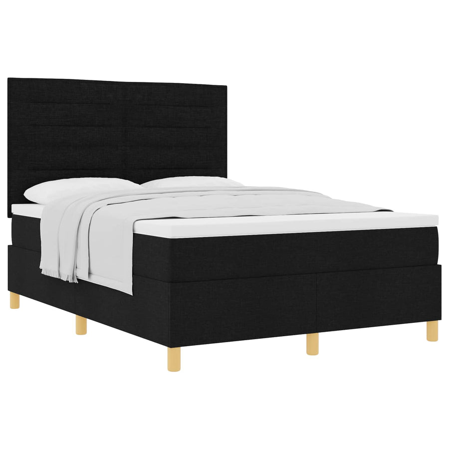 Boxspringbed met matras met hoofdeinde Zwart 140 x 190 cm Stof