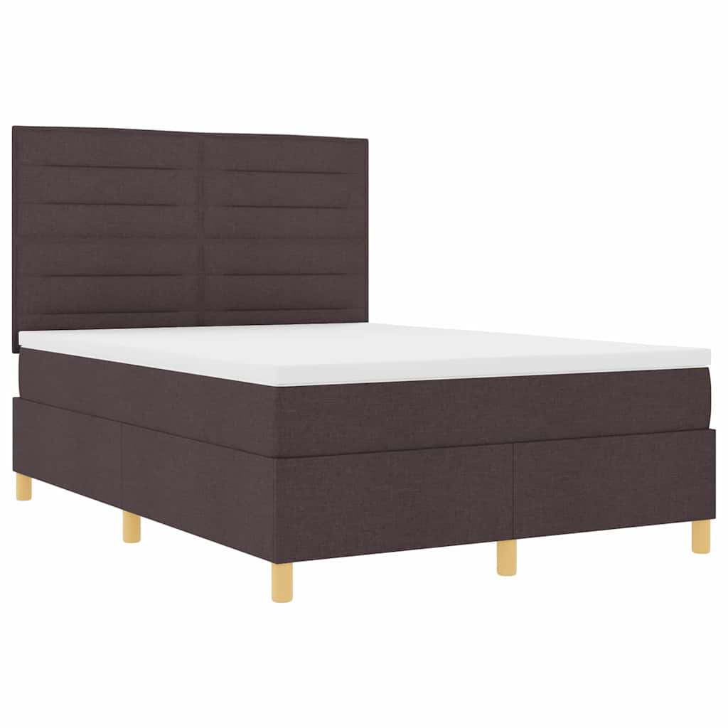 Boxspringbed met matras Donkerbruin 140 x 200 cm Stof