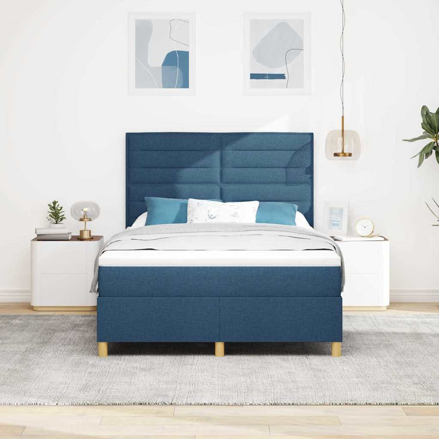 Boxspring bed met hoofdeinde Blauw 140 x 200 cm Stof