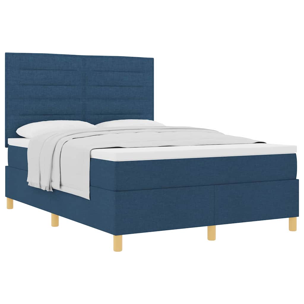 Boxspring bed met hoofdeinde Blauw 140 x 200 cm Stof