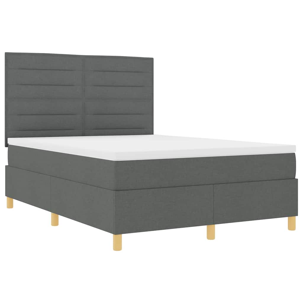 Boxspring bed met hoofdeinde Donkergrijs 160 x 200 cm Stof