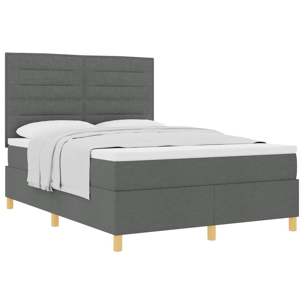 Boxspring bed met hoofdeinde Donkergrijs 160 x 200 cm Stof