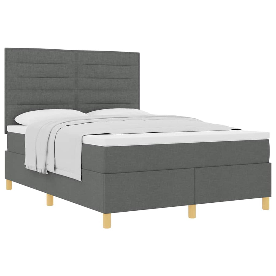Boxspring bed met hoofdeinde Donkergrijs 160 x 200 cm Stof