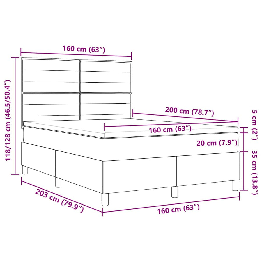 Boxspring bed met hoofdeinde Donkergrijs 160 x 200 cm Stof