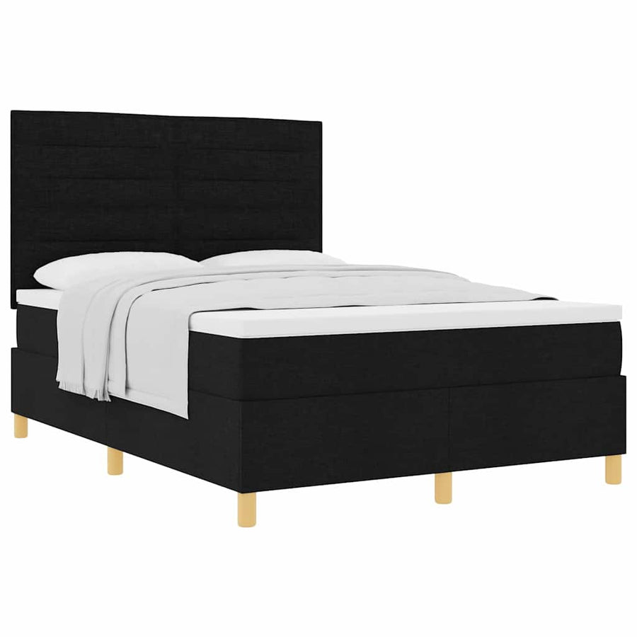 Boxspring bed met hoofdeinde Zwart 160 x 200 cm Stof