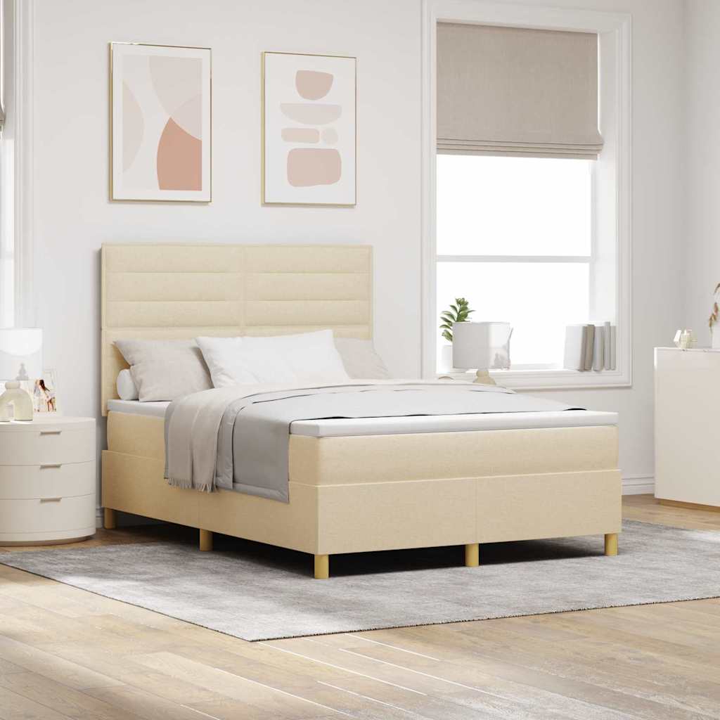 Boxspringbed met matras met hoofdeinde Crème 160 x 200 cm Stof