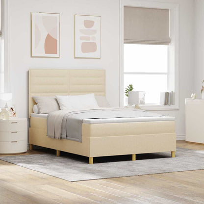 Boxspringbed met matras met hoofdeinde Crème 160 x 200 cm Stof