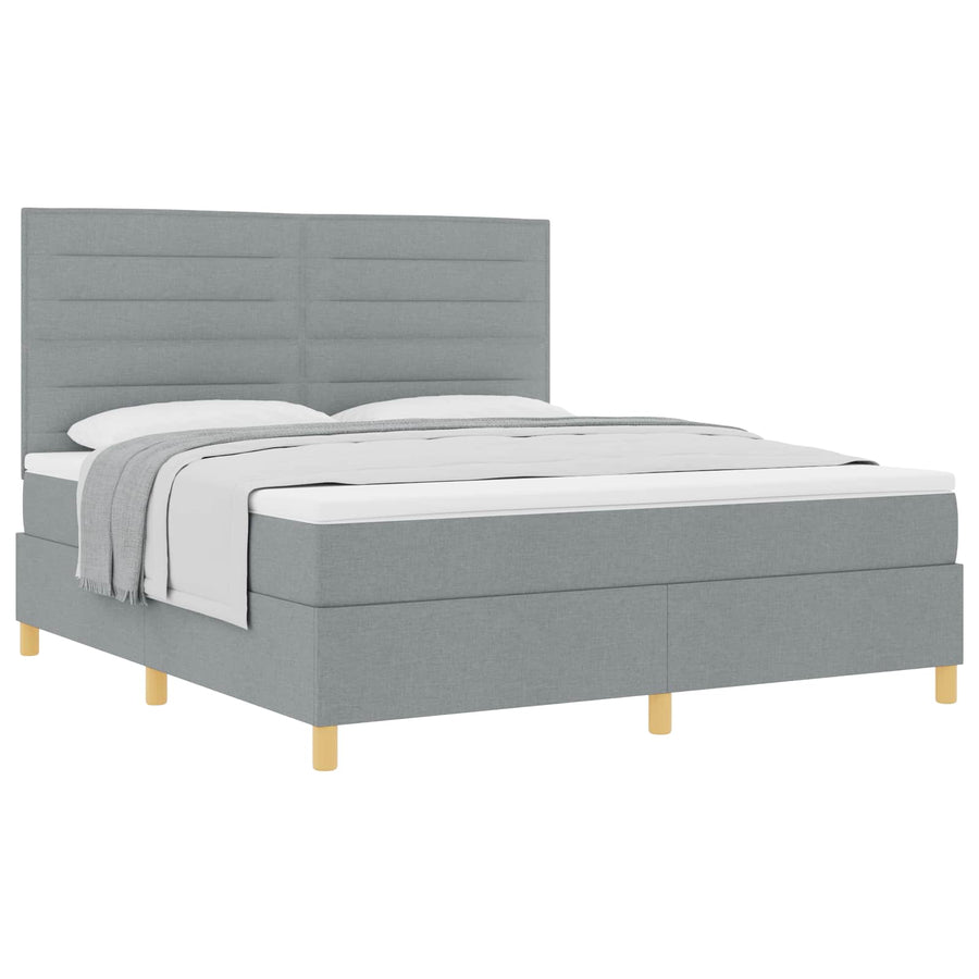Boxspringbed met matras Lichtgrijs 180 x 200 cm Stof