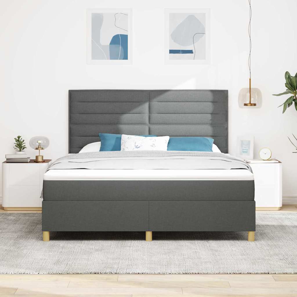Boxspring bed met hoofdeinde Donkergrijs 180 x 200 cm Stof