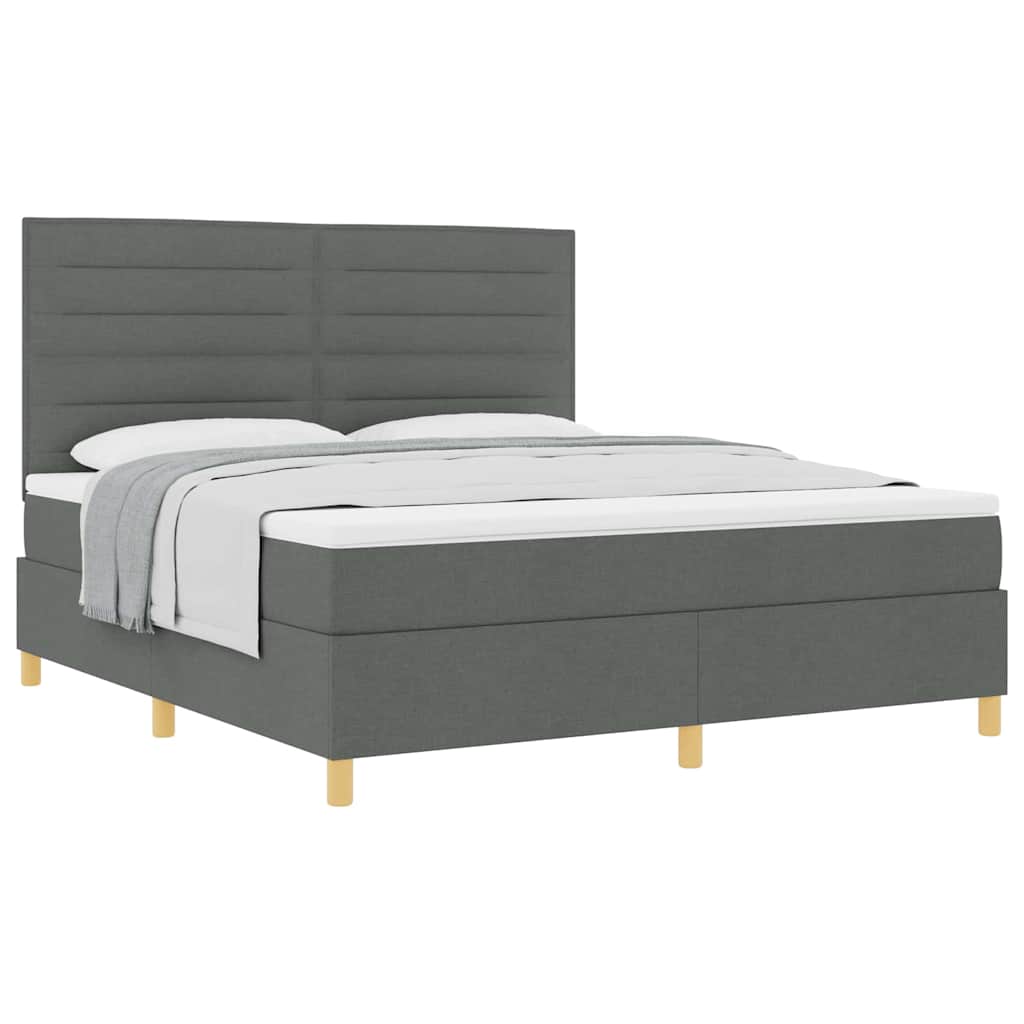 Boxspring bed met hoofdeinde Donkergrijs 180 x 200 cm Stof