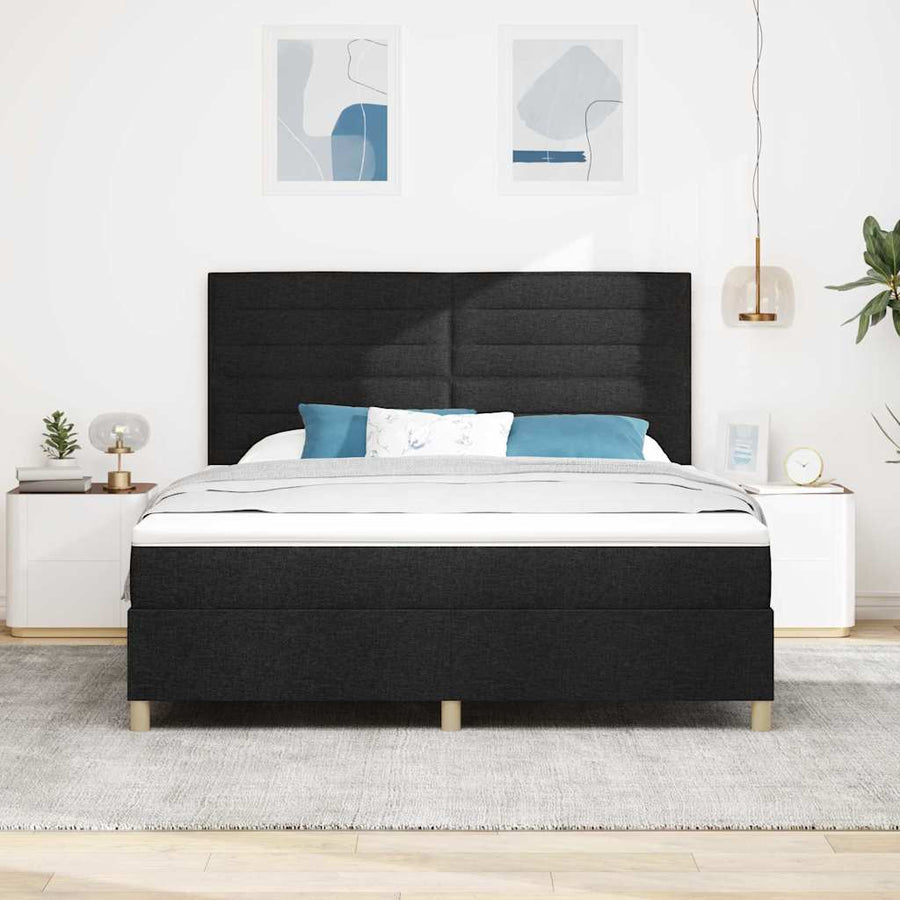 Boxspring bed met hoofdeinde Zwart 180 x 200 cm Stof