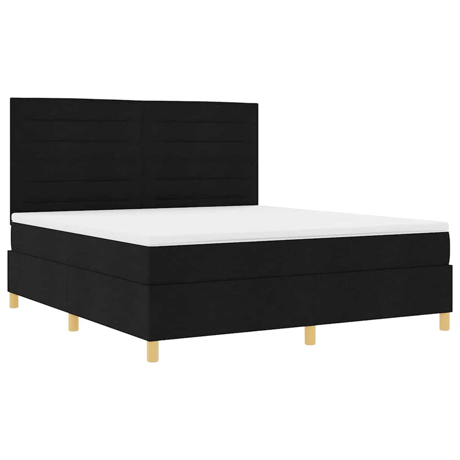 Boxspring bed met hoofdeinde Zwart 180 x 200 cm Stof