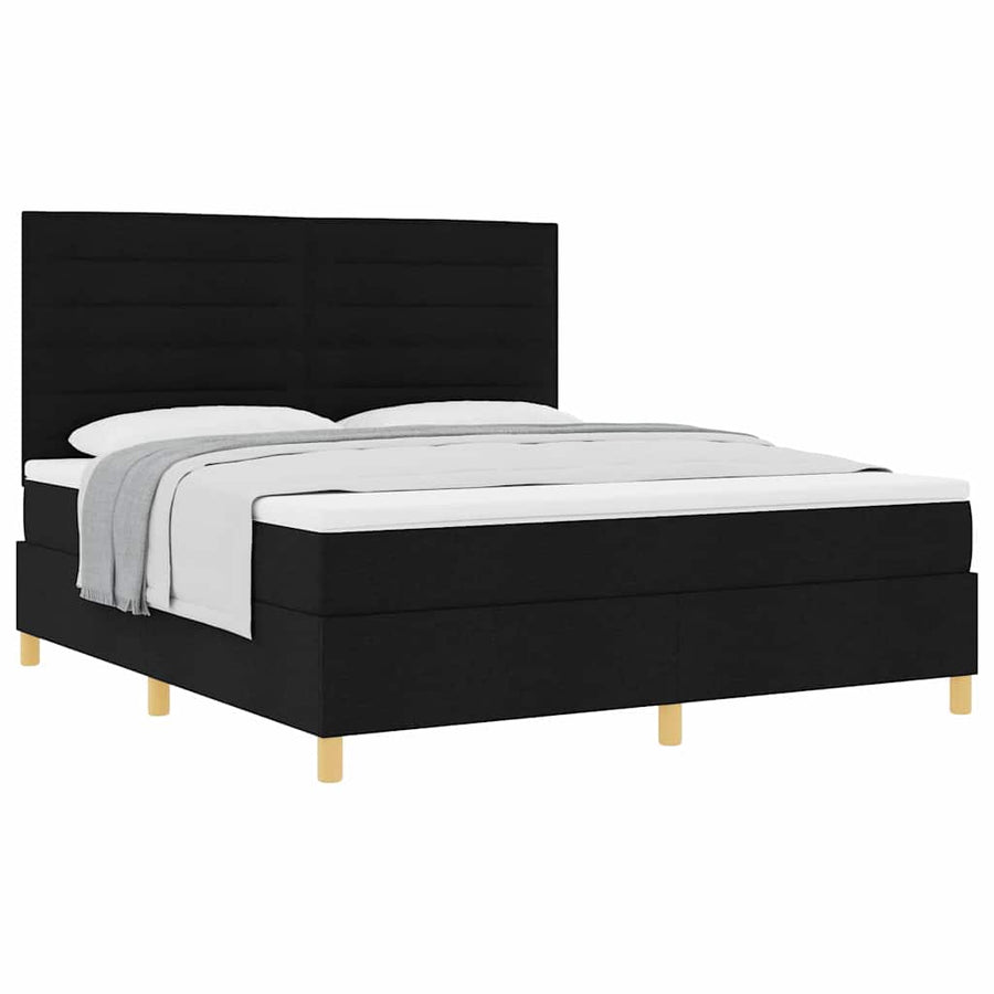Boxspring bed met hoofdeinde Zwart 180 x 200 cm Stof