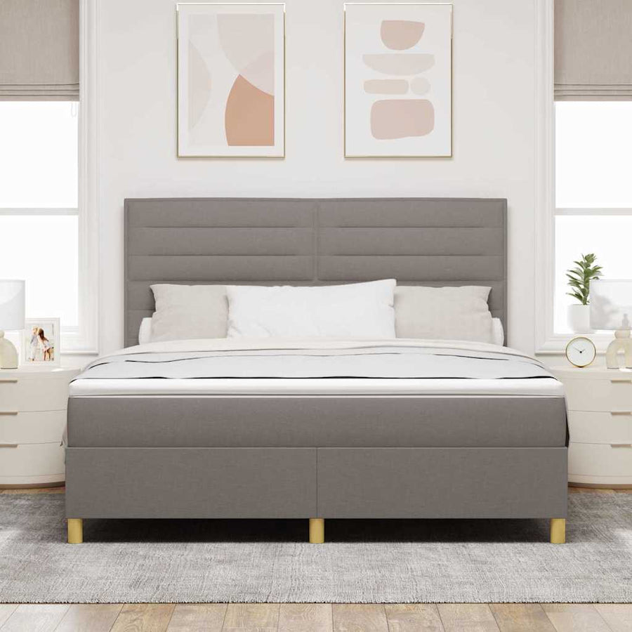 Boxspringbed met matras met hoofdeinde Taupe 180 x 200 cm Stof