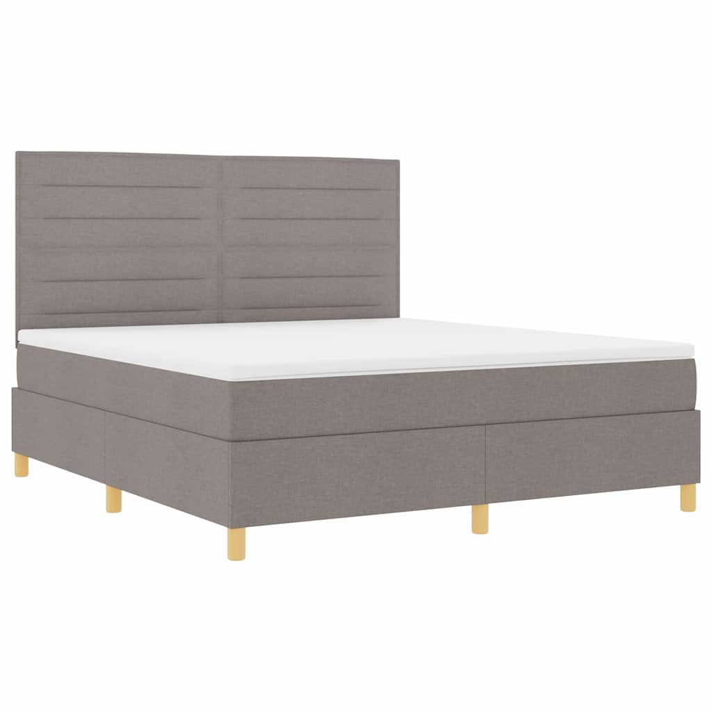Boxspringbed met matras met hoofdeinde Taupe 180 x 200 cm Stof