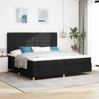 Boxspringbed 200x200 cm zwart met hoofdeinde
