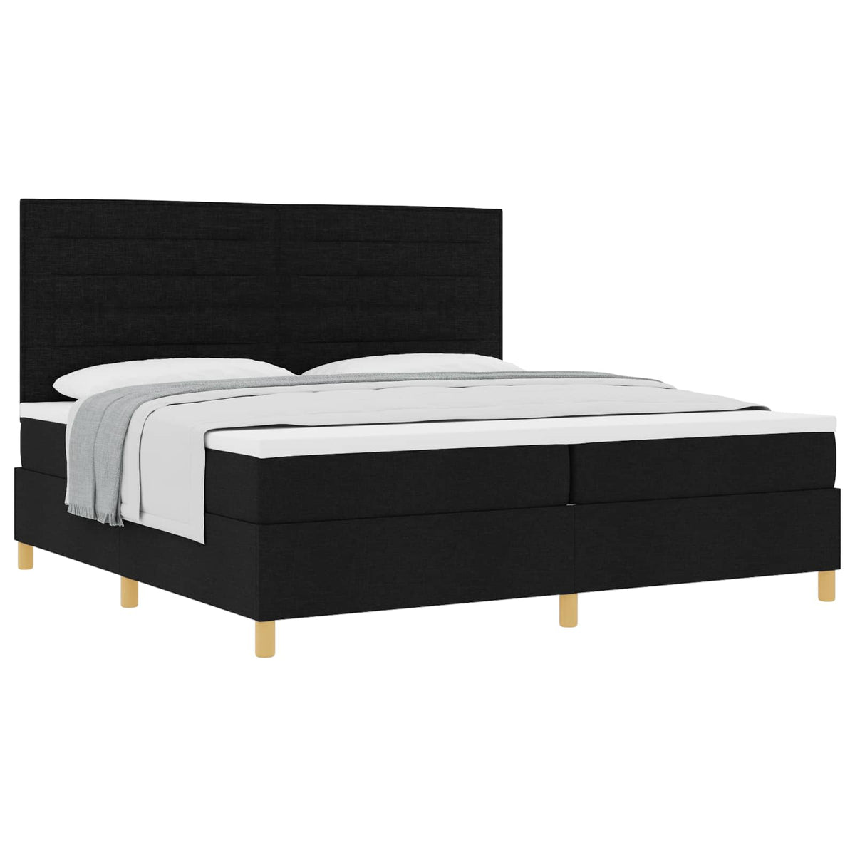 Boxspringbed met hoofdeinde Zwart 200 x 200 cm Stof