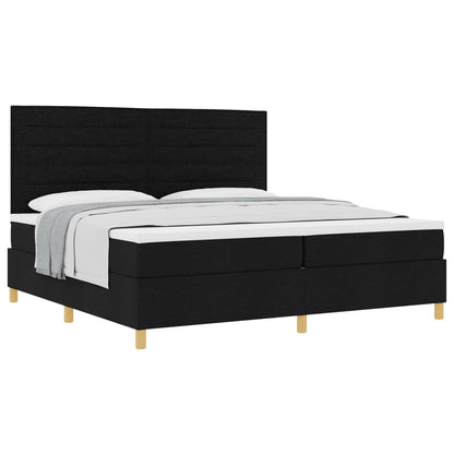 Boxspringbed met hoofdeinde Zwart 200 x 200 cm Stof