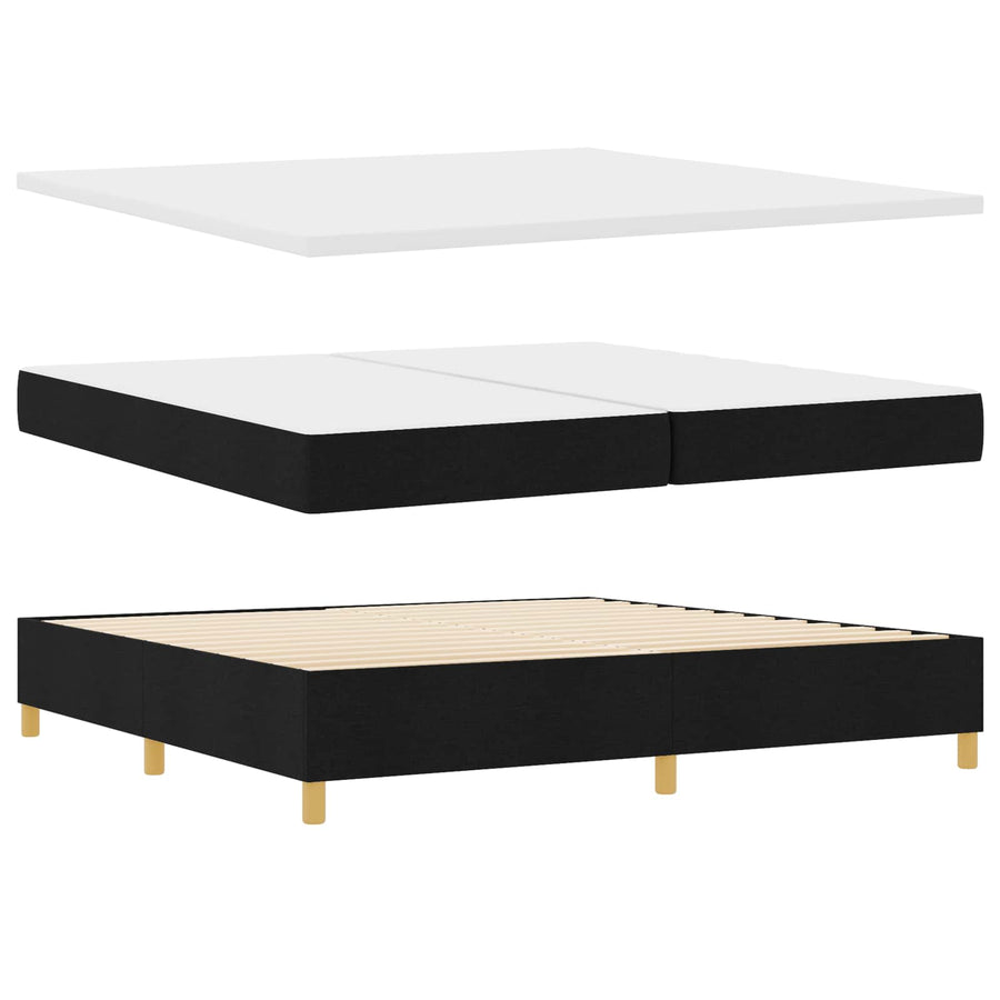 Boxspringbed met hoofdeinde Zwart 200 x 200 cm Stof