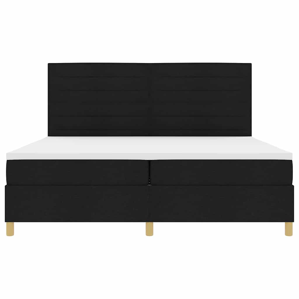 Boxspringbed met hoofdeinde Zwart 200 x 200 cm Stof