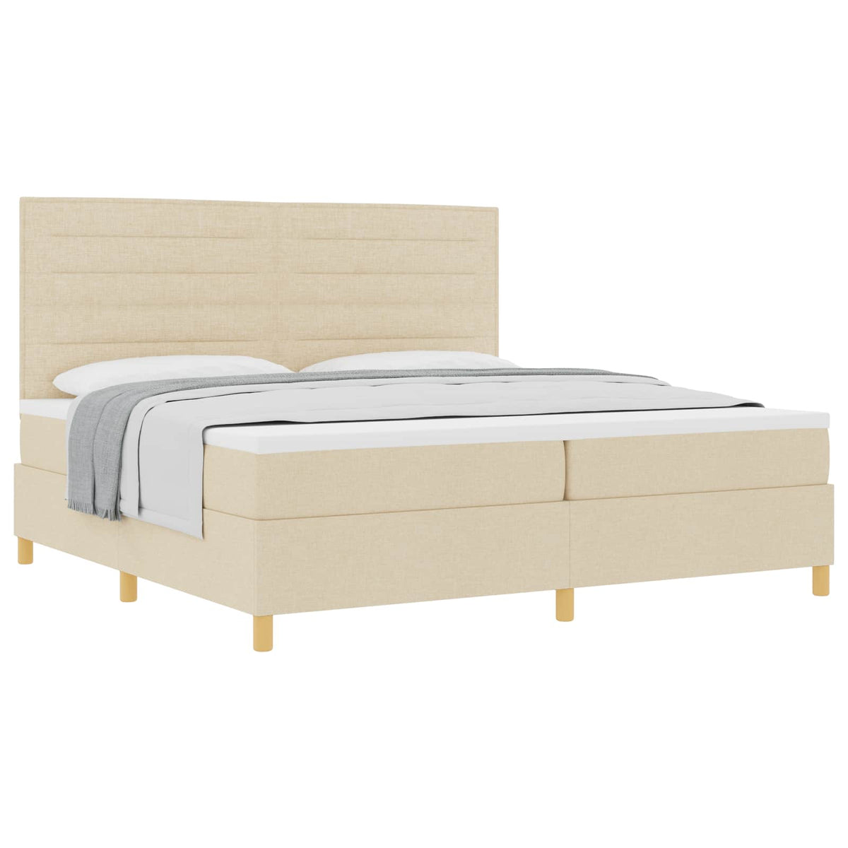 Boxspringbed met matras met hoofdeinde Crème 200 x 200 cm Stof