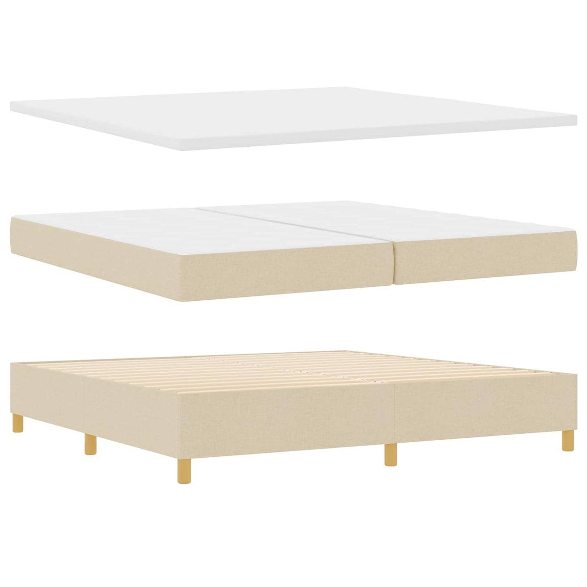 Boxspringbed met matras met hoofdeinde Crème 200 x 200 cm Stof