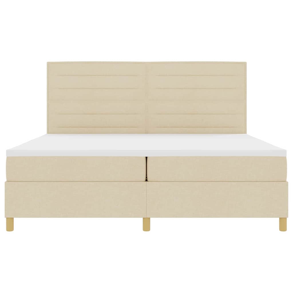 Boxspringbed met matras met hoofdeinde Crème 200 x 200 cm Stof