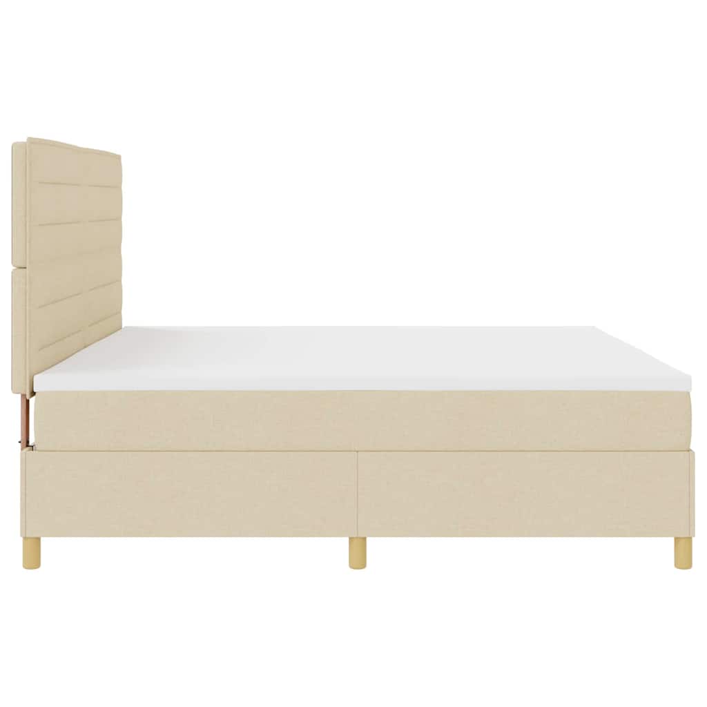 Boxspringbed met matras met hoofdeinde Crème 200 x 200 cm Stof