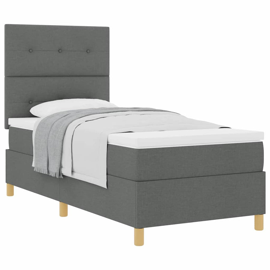 Boxspring bed met hoofdeinde Donkergrijs 80 x 200 cm Stof