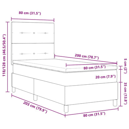 Boxspring bed met hoofdeinde Donkergrijs 80 x 200 cm Stof