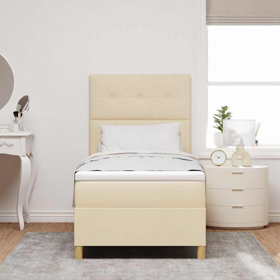 Boxspringbed met hoofdeinde Crème 80 x 200 cm Stof
