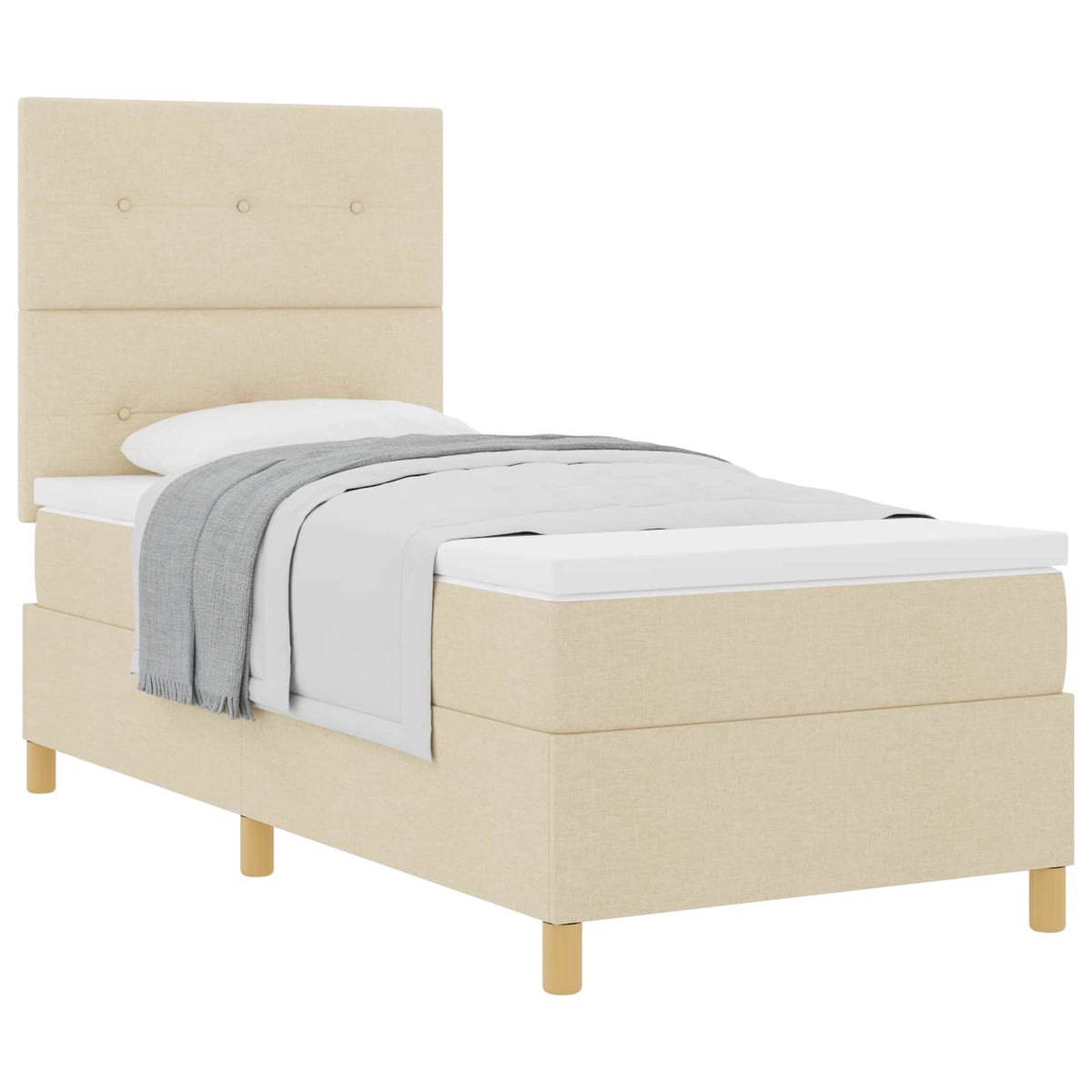 Boxspringbed met hoofdeinde Crème 80 x 200 cm Stof