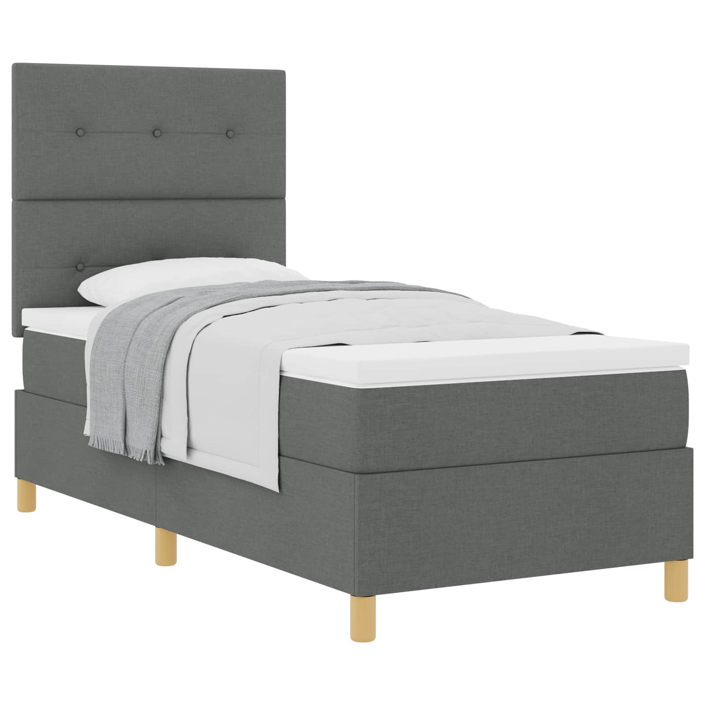 Boxspringbed met hoofdeinde Donkergrijs 90 x 200 cm Stof
