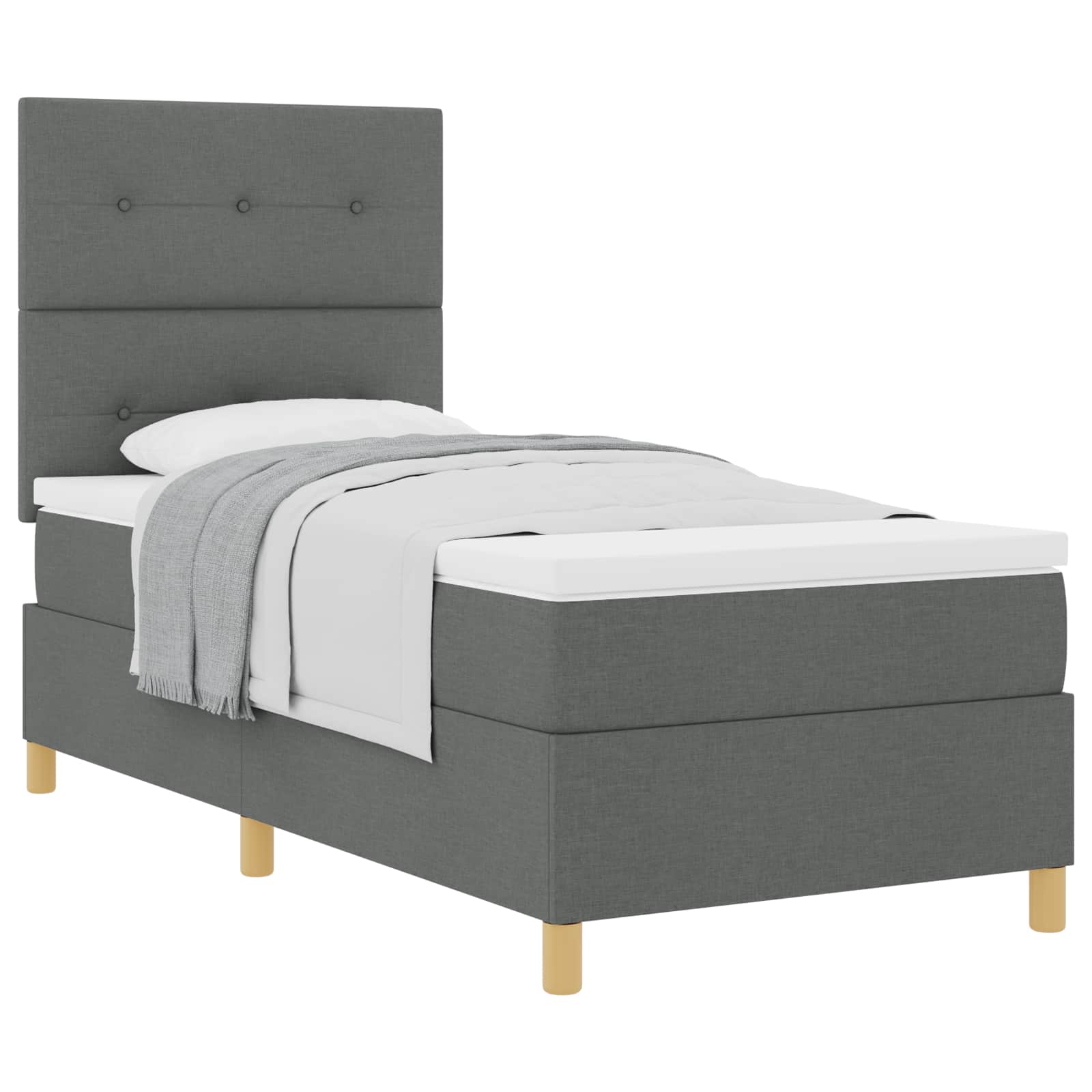 Boxspringbed met hoofdeinde Donkergrijs 90 x 200 cm Stof