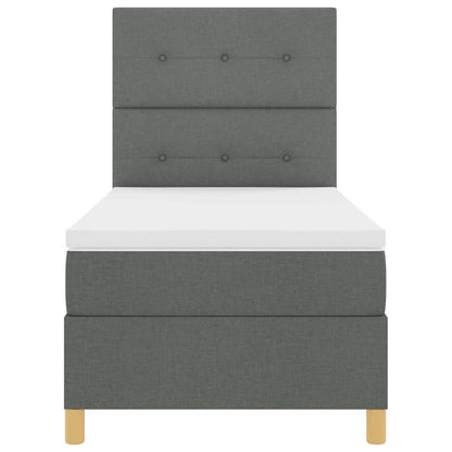 Boxspringbed met hoofdeinde Donkergrijs 90 x 200 cm Stof