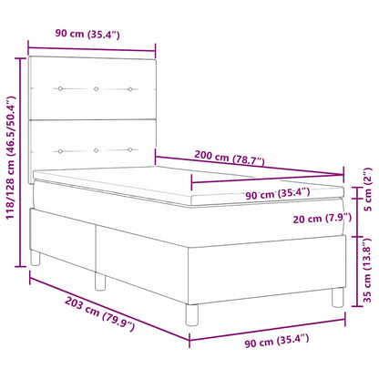 Boxspringbed met hoofdeinde Blauw 90 x 200 cm Stof