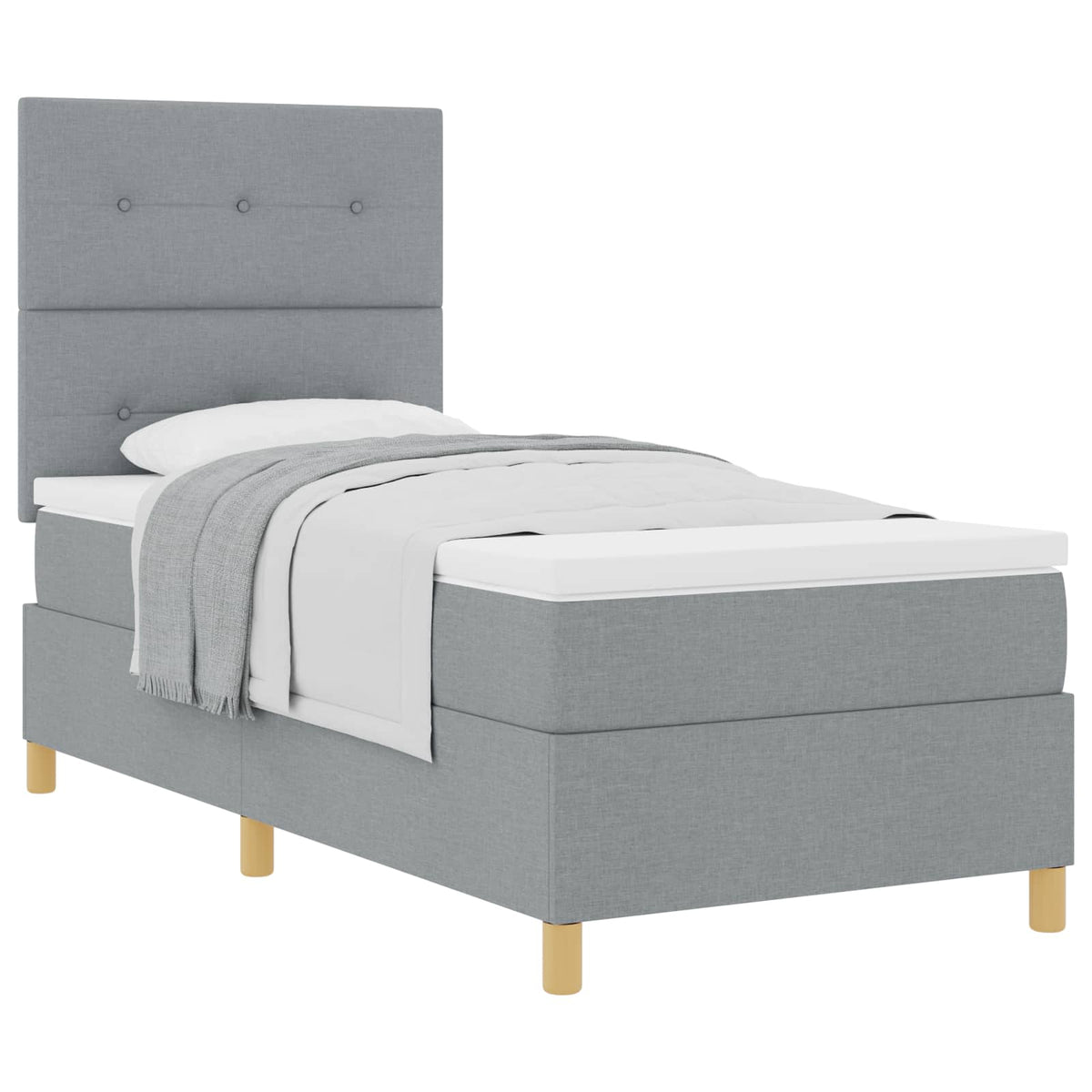 Boxspringbed met hoofdeinde Lichtgrijs 100 x 200 cm Stof