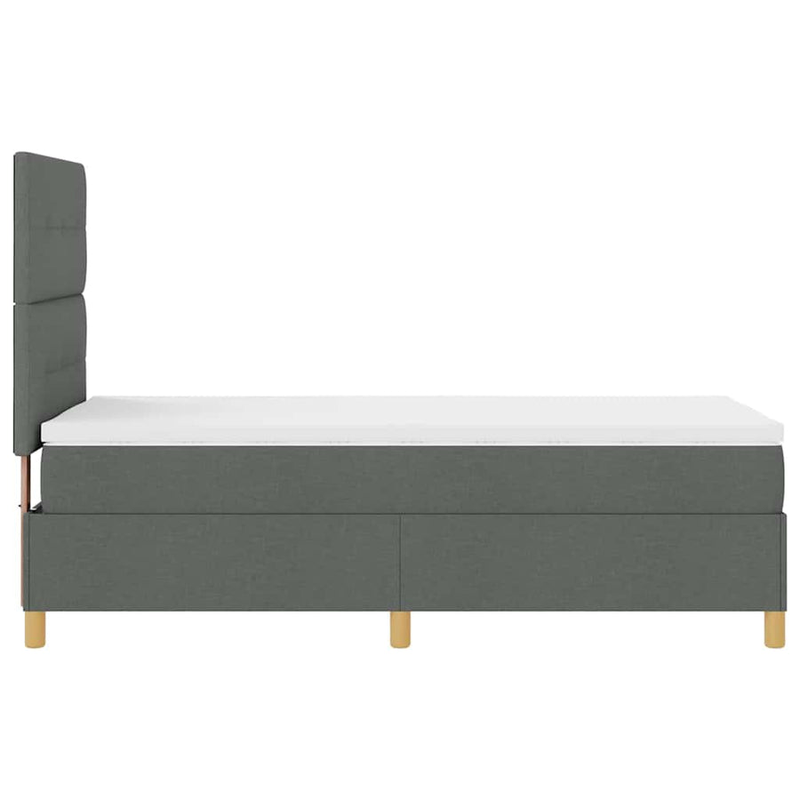 Boxspringbed met hoofdeinde Donkergrijs 100 x 200 cm Stof