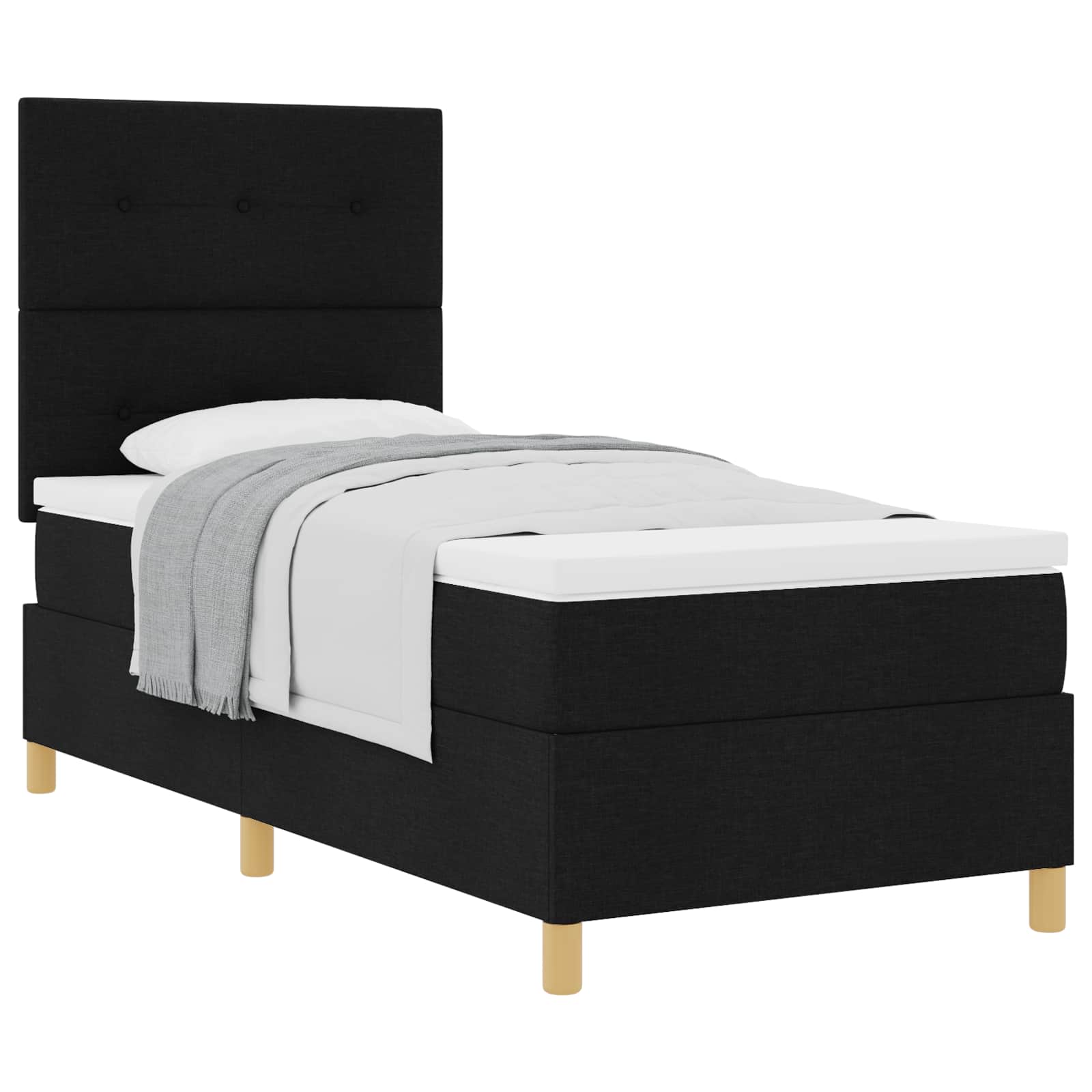 Boxspringbed met hoofdeinde Zwart 100 x 200 cm Stof