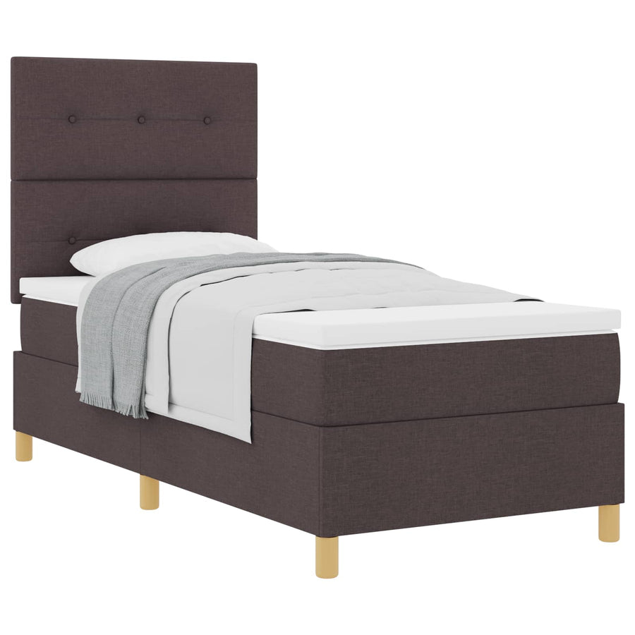 Boxspringbed met hoofdeinde Donkerbruin 100 x 200 cm Stof