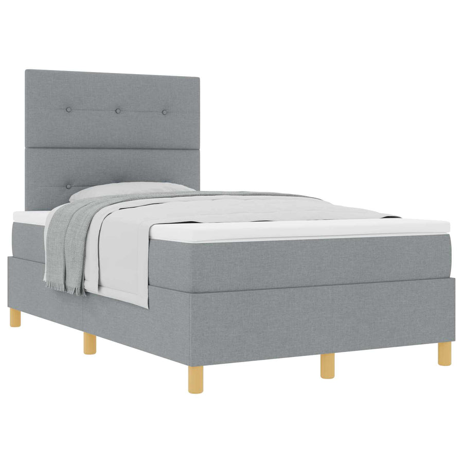 Boxspringbed met hoofdeinde Lichtgrijs 120 x 190 cm Stof