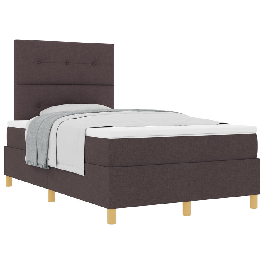 Boxspringbed met hoofdeinde Donkerbruin 120 x 190 cm Stof