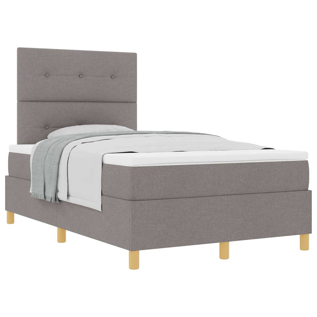 Boxspringbed Met Matras Met Hoofdeinde Stof Taupe 120 x 190 cm Knopgecontracteerd